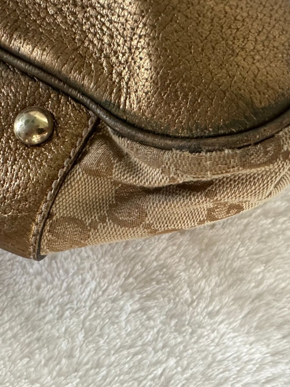 Gucci Gold GG Canvas Bag Bundle — Tote + Hobo, 2 Bags, As-Is - Picture 5 of 16